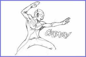 Sketsa Ultraman Cosmos