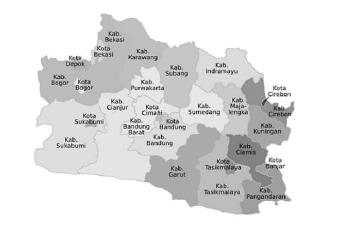 Gambar Peta Jawa Barat Hitam Putih