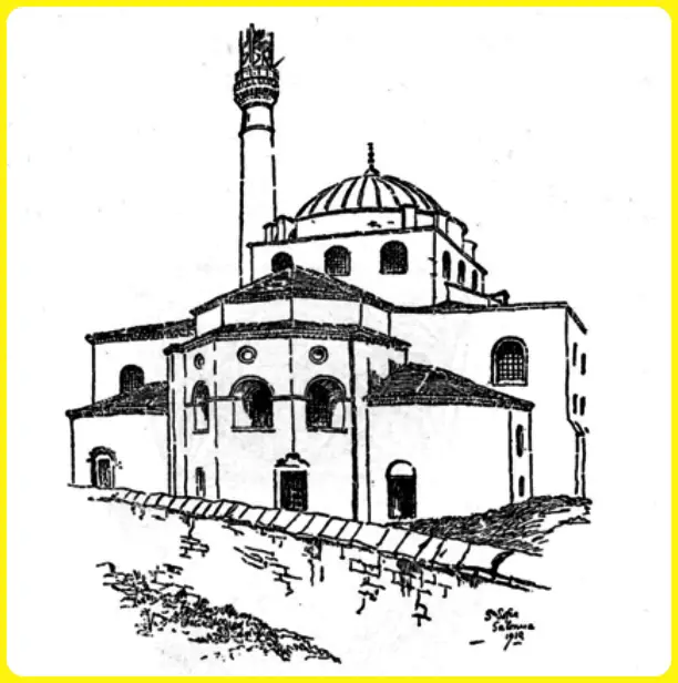 Sketsa Masjid Bermenara Tinggi