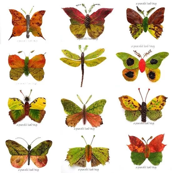 Gambar Mozaik Kupu-kupu dari Daun
