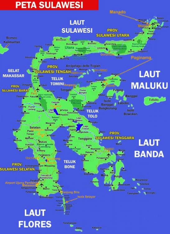 Gambar Peta Pulau Sulawesi Lengkap