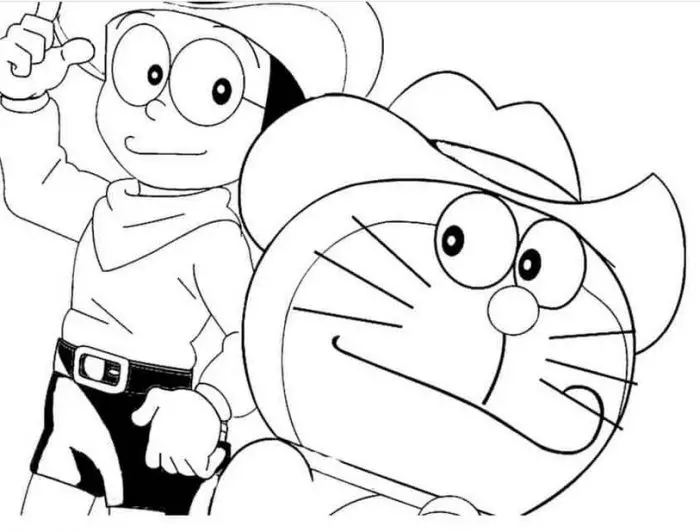 Sketsa Gambar Doraemon dan Nobita