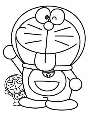 Sketsa Doraemon dengan Wajah Lucu