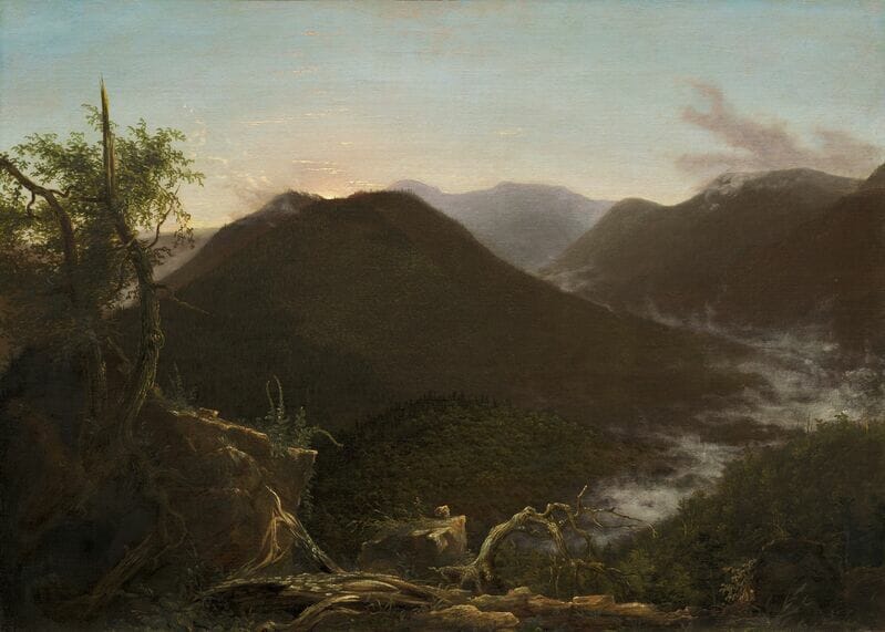 Contoh lukisan naturalisme Sunrise in the Catskills oleh Thomas Cole