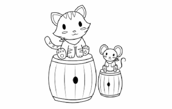 Sketsa Kucing dan Tikus