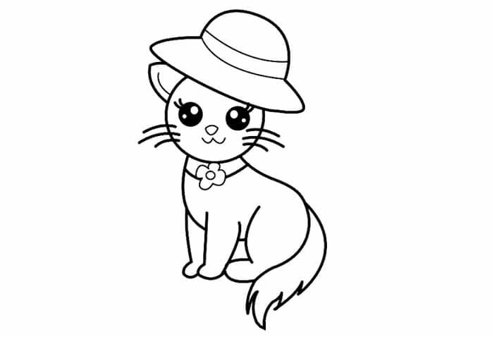 Sketsa Gambar Kucing Memakai Topi
