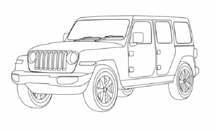Sketsa Gambar Mobil Jeep Rubicon