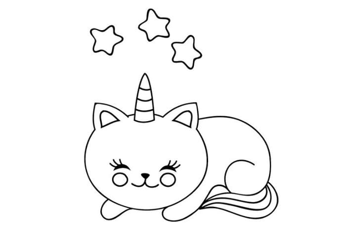 Sketsa Kucing Unicorn
